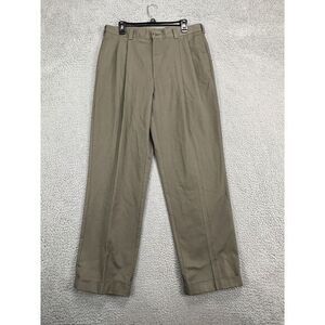 Tommy Hilfiger Pants Men 36X32 Grey Khaki Chino Pleated Pocket Preppy Casual‎